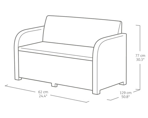 Schéma d''un banc de jardin avec dimensions.