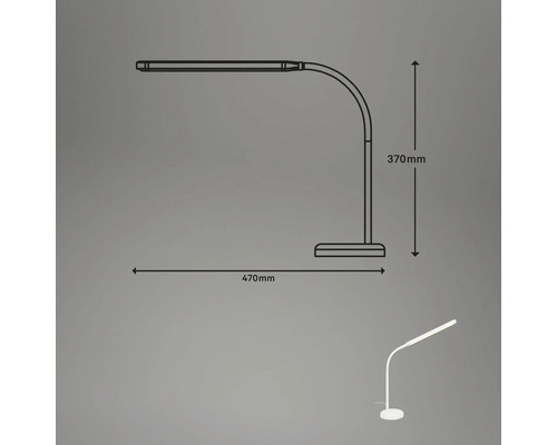 Technische Zeichnung einer Schreibtischleuchte mit den Maßangaben 470 mm und 370 mm.