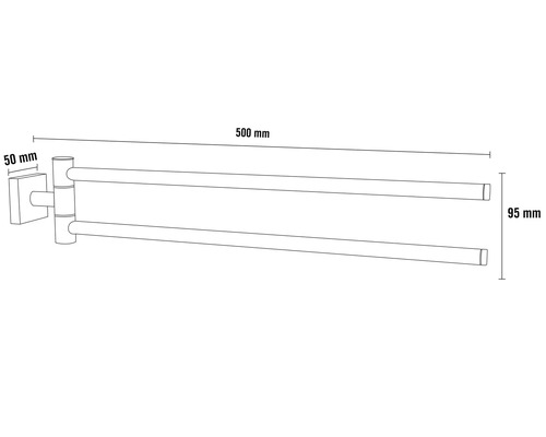 Dimensions du porte-serviettes pivotant