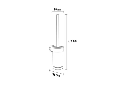 Abbildung einer WC-Garnitur mit den Maßangaben 90 Millimeter, 377 Millimeter und 118 Millimeter.