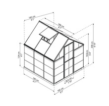 Schéma technique d''une serre avec dimensions.