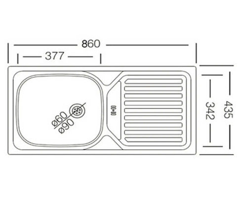 Dimensions d''un évier : 860 x 435 mm