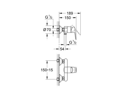 Schéma technique d''un robinet avec dimensions