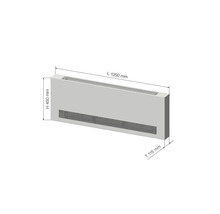 Illustration eines Heizkörpers mit den Maßen Länge 1250 mm, Höhe 450 mm und Tiefe 115 mm.