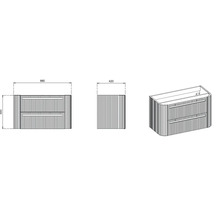 Waschtischunterschrank für Waschtischplatte Devo Gloria 2.0 BxHxT 86x50x42 cm stone grey supermatt geriffelt