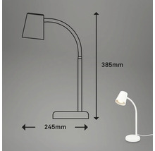 Abmessungen einer Schreibtischleuchte: 385 mm hoch und 245 mm breit
