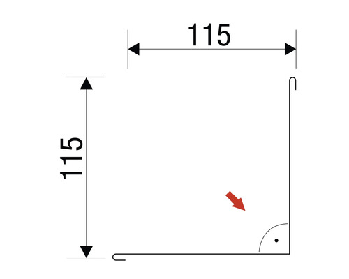 Technische Zeichnung mit Maßangaben 115 x 115