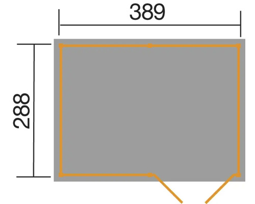 Grundriss mit den Maßen 389 und 288
