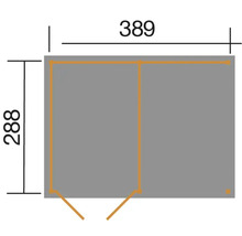 Lagerhaus weka 607 Variante 2 mit offenem Anbau 408 x 318 cm kesseldruckimprägniert