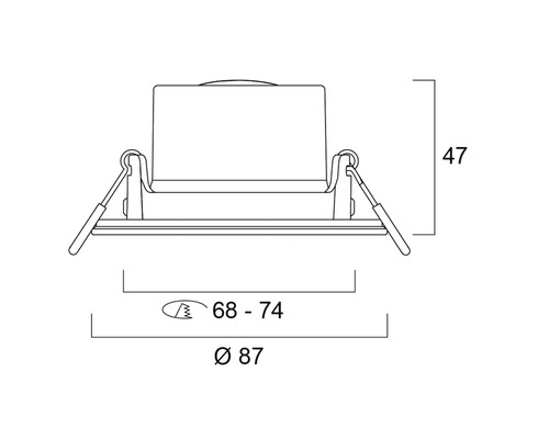 Dessin technique d''un spot encastrable avec dimensions