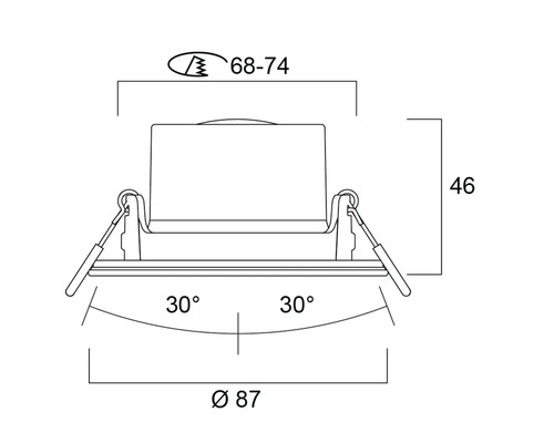 Schéma technique d''un spot encastrable avec dimensions