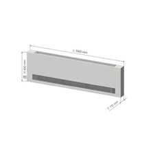 Heizkörperkonvektor mit den Maßen Länge 1500 mm, Höhe 450 mm und Tiefe 115 mm.