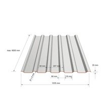 Tôle profilée avec indications de dimensions