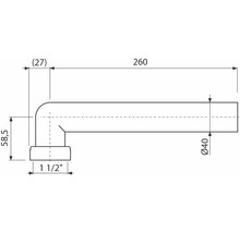 Schéma technique d''un siphon avec indications de dimensions.