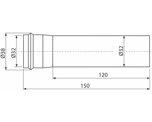 Technische Zeichnung eines Rohres mit Durchmesserangaben