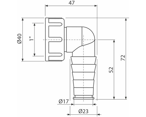 Dessin technique d''un connecteur coudé avec dimensions