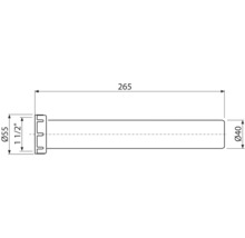 Schéma technique d''un tube de 265 mm de long, 55 mm et 40 mm de diamètre.