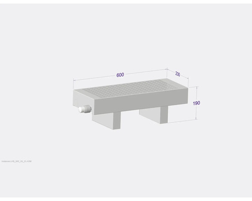 Dessin technique d''un caniveau de douche avec dimensions