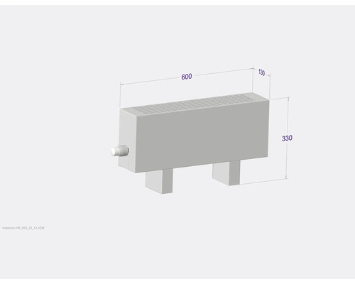 Radiateur avec les dimensions 600 x 330 x 130 mm