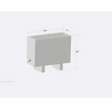 Image d''un chauffe-eau avec des dimensions de 600, 230 et 500 millimètres.