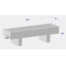 Radiateur avec dimensions 700 x 180 x 190 millimètres
