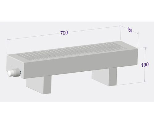 Radiateur avec dimensions 700 x 180 x 190 millimètres