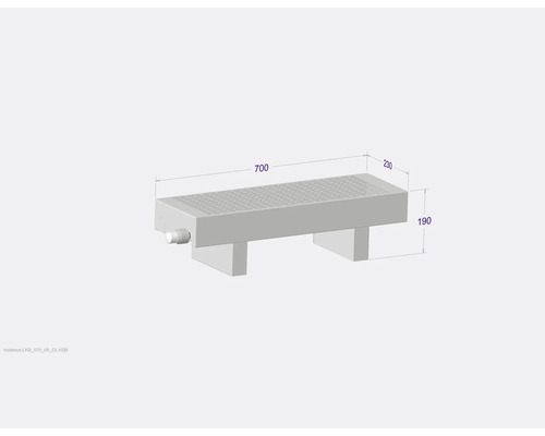 Diagramm einer Duschrinne mit Abmessungen