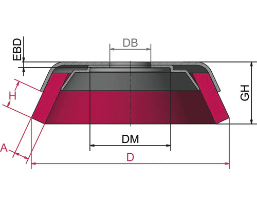 Dessin technique d''une bague d''étanchéité avec indications de dimensions
