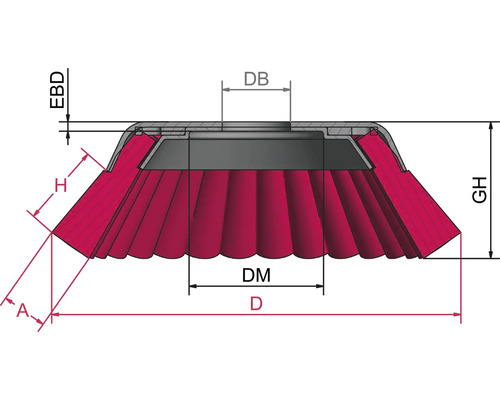 Dessin technique d''une brosse de balayeuse avec indications de dimension