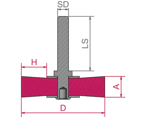 Technische Zeichnung eines Bauteils mit Maßangaben