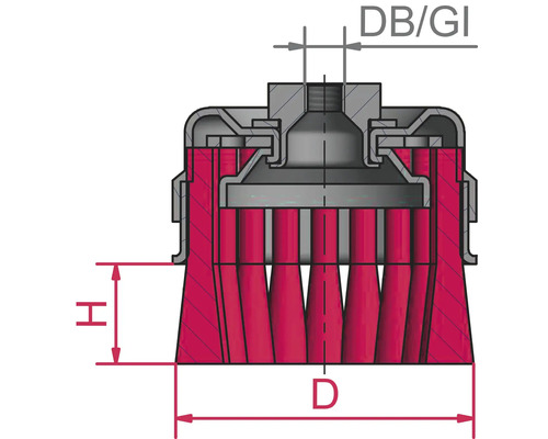 Dessin technique d''une brosse de buse avec indications de dimensions