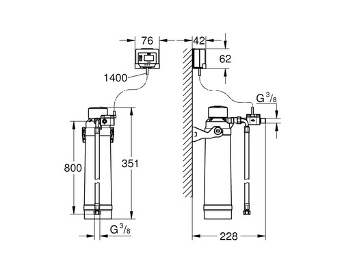 Schéma technique d''un filtre à eau avec dimensions