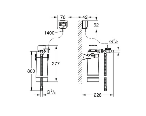 Schéma technique d''un filtre à eau avec dimensions
