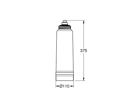 Dessin technique d''un filtre à eau avec dimensions.