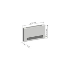 Radiateur avec les dimensions longueur 750 millimètres, hauteur 450 millimètres et profondeur 115 millimètres