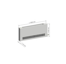 Bodenkonvektor mit den Maßen 1000 mm Länge, 450 mm Höhe und 115 mm Tiefe.