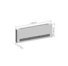 Konvektor mit den Maßen Länge 1250 mm, Höhe 450 mm und Tiefe 115 mm.