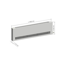 Bodenkonvektor mit den Maßen 1500 mm Länge, 450 mm Höhe und 115 mm Tiefe.
