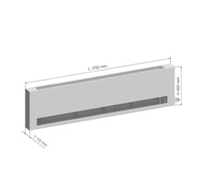 Heizkörperkonvektor mit den Maßen Länge 1750 mm, Höhe 450 mm und Tiefe 115 mm.
