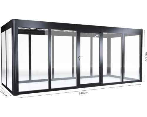 Serre avec cadre en aluminium et dimensions 548 sur 233 sur 229 centimètres