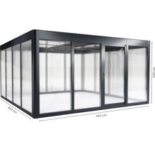 Pavillon de jardin en aluminium et polycarbonate, 443 x 443 x 229 centimètres