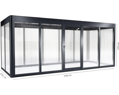 Pavillon spacieux avec cadre en aluminium et parois translucides, 548 sur 233 sur 229 centimètres