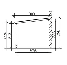 Carport simple SKAN HOLZ Eifel avec 1 arche d'entrée, ancrage pour poteaux 300 x 541 cm chêne clair