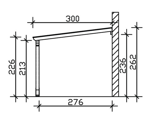 Dessin technique d''un auvent avec des indications de dimensions.