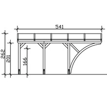 Carport simple SKAN HOLZ Eifel avec 1 arche d'entrée, ancrage pour poteaux 300 x 541 cm chêne clair