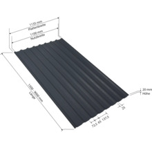 PRECIT Trapezplatte für Dach mit Antikondensationsvlies W20LV Anthrazitgrau RAL 7016 80mµ Shimoco Beschichtung Fix-Breite 1135 mm x Stärke 0,5 mm (Meterware ab 150 bis max. 900 cm)