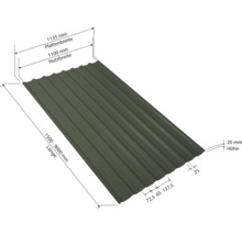PRECIT Trapezplatte für Dach mit Antikondensationsvlies W20LV Nadelgrün RAL 6020 80mµ Shimoco Beschichtung Fix-Breite 1135 mm x Stärke 0,5 mm (Meterware ab 150 bis max. 900 cm)