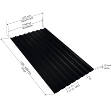 PRECIT Trapezplatte für Dach mit Antikondensationsvlies W20LV Tiefschwarz RAL 9005 80mµ Shimoco Beschichtung Fix-Breite 1135 mm x Stärke 0,5 mm (Meterware ab 150 bis max. 900 cm)