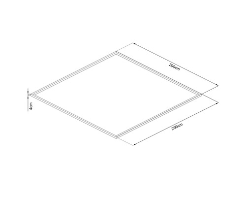 Illustration d''un cadre de 299 centimètres sur 299 centimètres avec une épaisseur de 4 centimètres