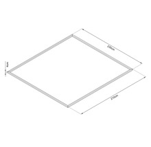 Technische Zeichnung eines Rahmens mit den Maßen 210 cm mal 230 cm und einer Rahmenstärke von 4 cm.
